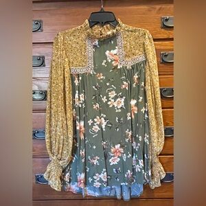 Fall colors filmy hi-lo blouse by Jodifl.
